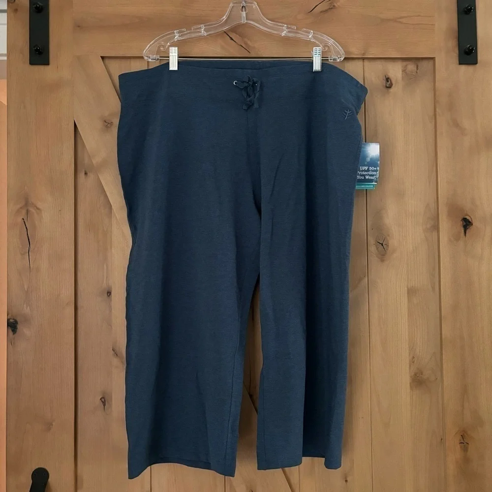 COOLIBAR Windley Beach Capris Denim Blue Heather Size 2X UPF 50+ Sun Protection